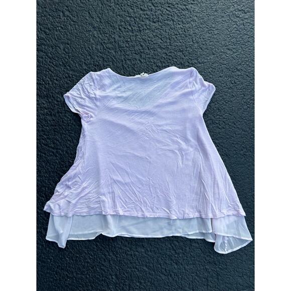 Women’s small cloud chaser pink purple layered flowy knit blouse dressy top - Picture 5 of 5